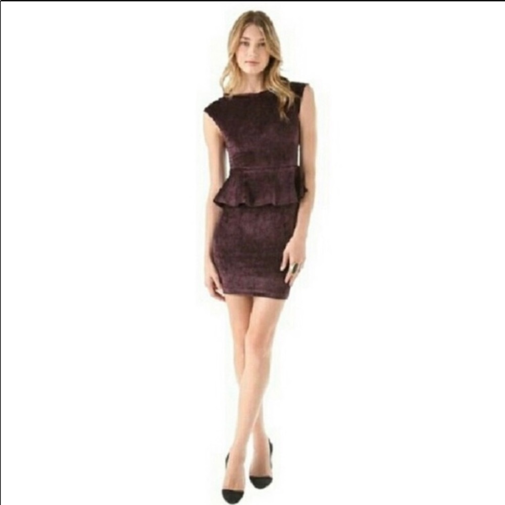 Alice and Olivia Purple velvet peplum dress